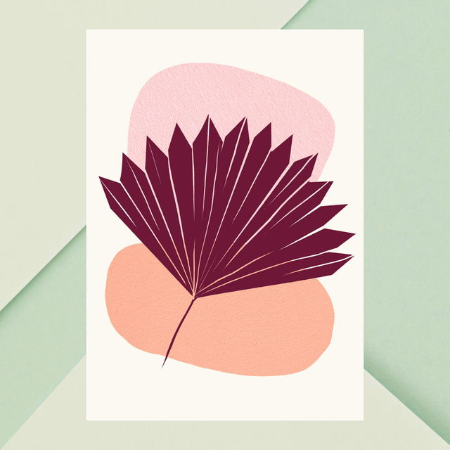 Impression Feuille Bohème Botanique Rouge Bourgogne - Décoration Murale Élégante+,;!