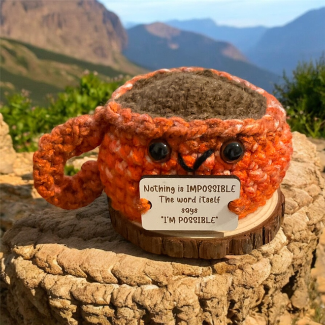 Crocheted positive pal (cup I’m possible)