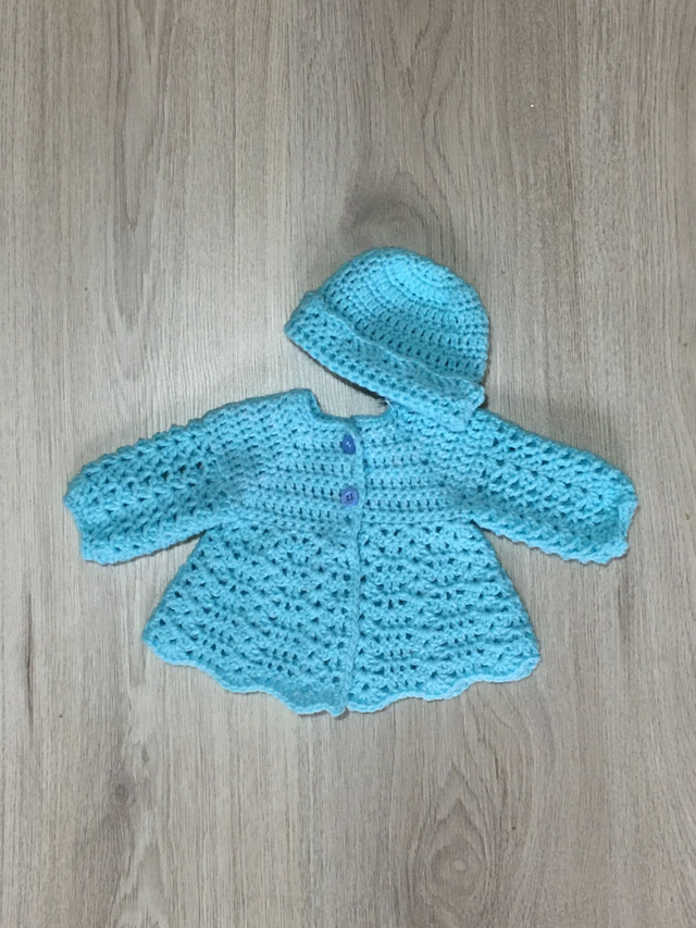 Newborn Cardigan &amp; Hat Set - Turquoise
