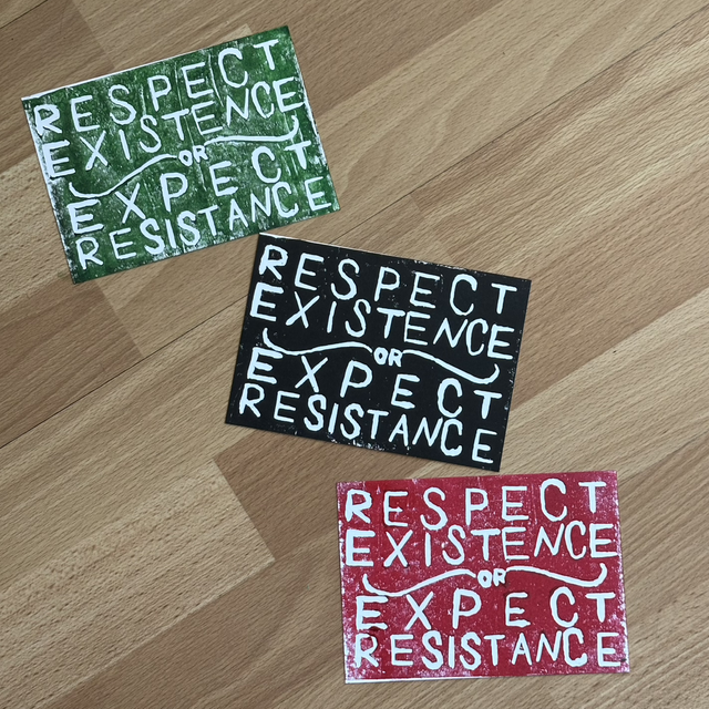 RESPECT EXISTENCE Lino Print