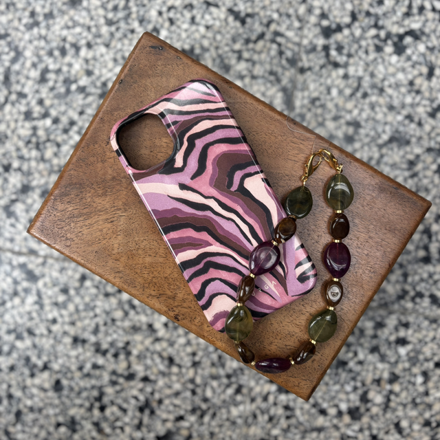 Telefoonkoord Paars Groen & Bruin