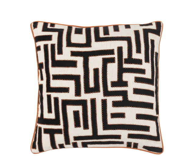 Applique Cushion Black &amp; Apricot