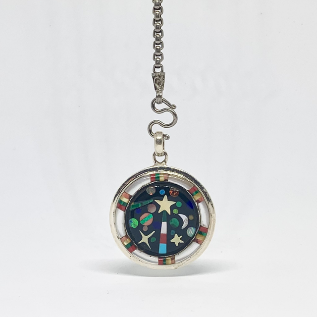Pendentif Galaxy WHITE NACRE 60 argent massif et pierres fines  (2)