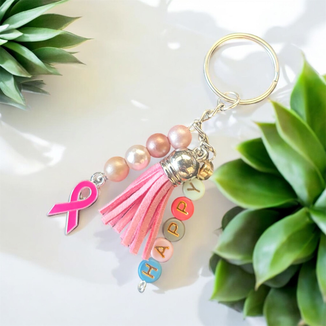 Porte clé octobre rose (happy)