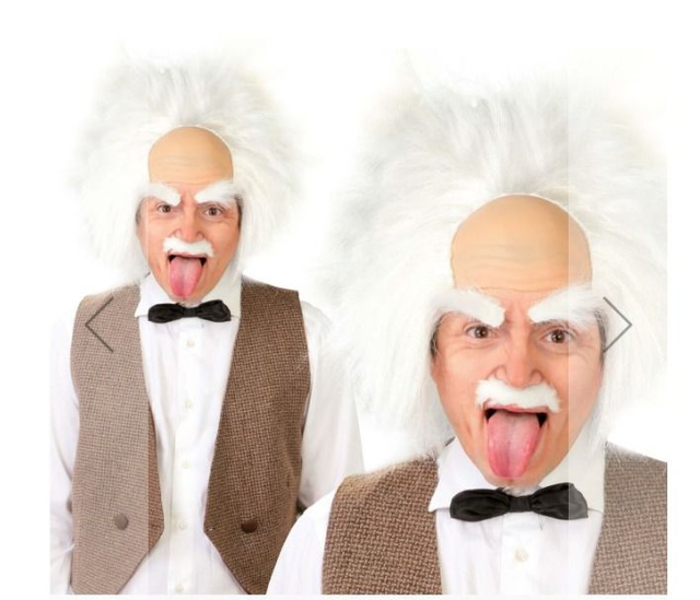 Carnevale ,  4877  PARRUCCA PAZZO IN SCATOLA " Ciglia e baffi non com