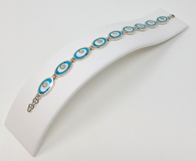BRACELET FEMME 9 CABOCHONS OEIL DE STE LUCIE ET TURQUOISE BR150226G