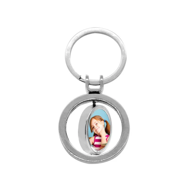 Double Spinning Round Metal Keyring
