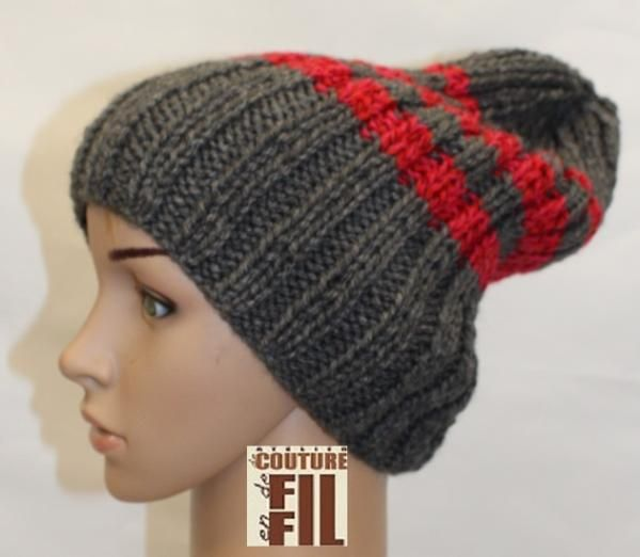  Bonnet gris anthracite et rouge