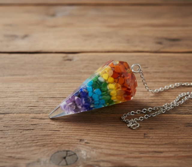 Péndulo orgonita 7 chakras ordenado