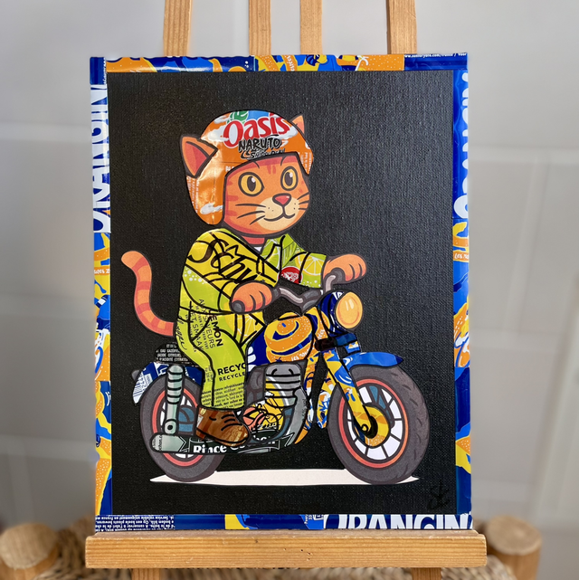 Tableau chat fond noir 