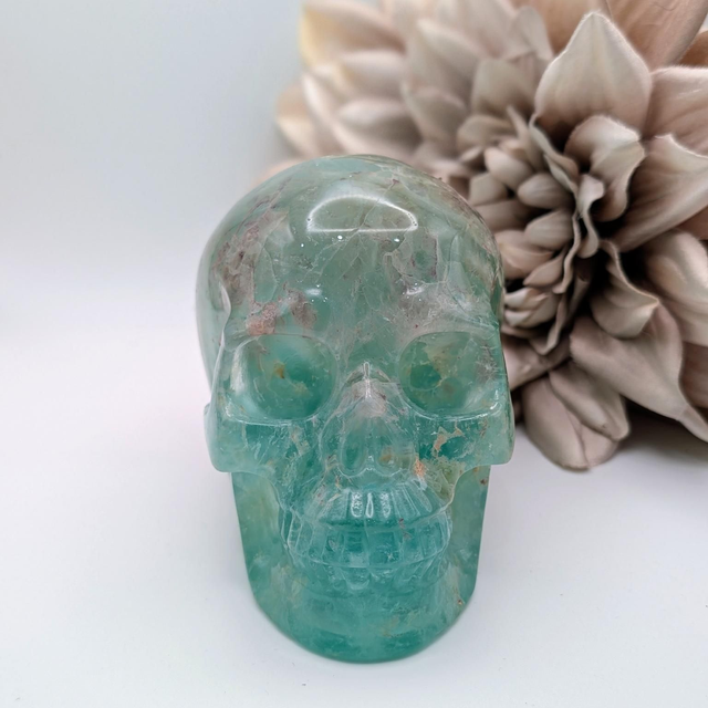 High Quality Hand Carved Crystal Skull - 4.5" Fluorite 
