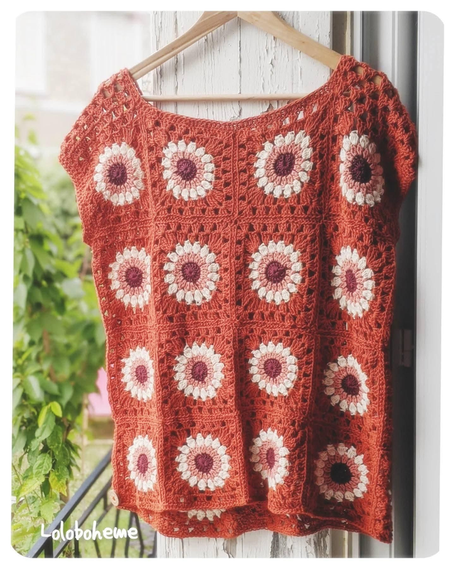 Pull sans manche en crochet
