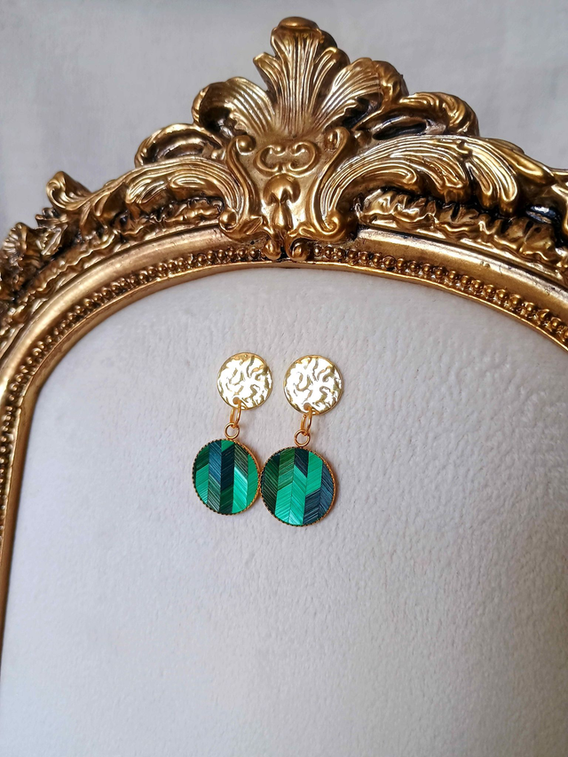 Boucles d'oreilles MARTELÉE Chevron vert