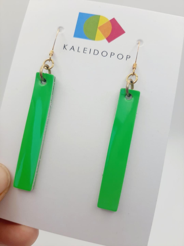 SALE! Rectangular earrings- neon green