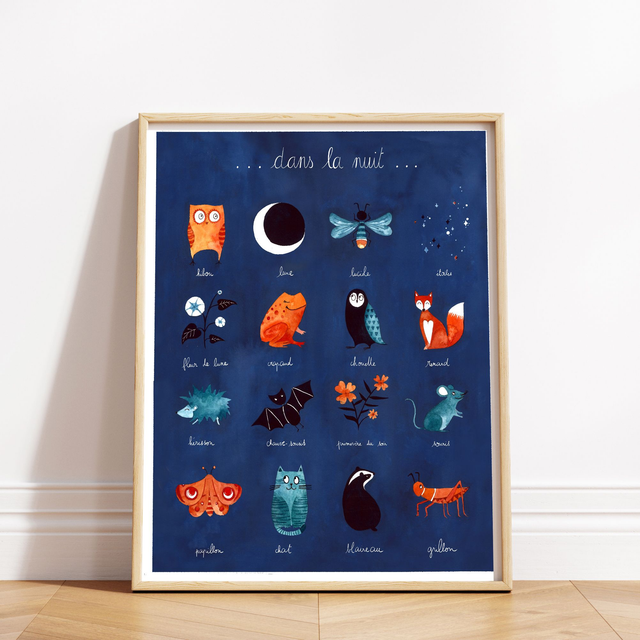 Affiche "Dans la nuit" - en français et en basque 