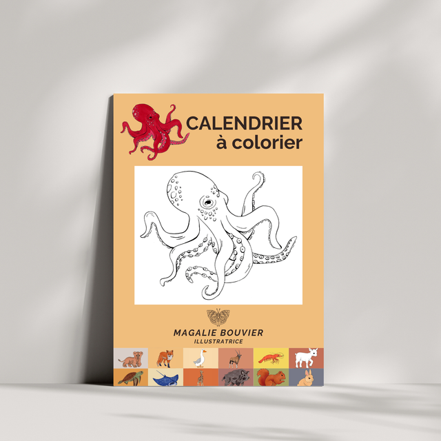 Calendrier animalier à colorier