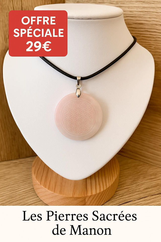 Pendentif Fleur de Vie Quartz Rose 