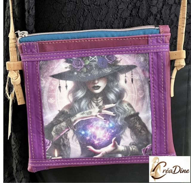Sac pochette bandoulière en liège sorcière prune 