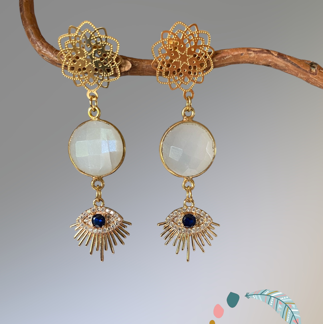 Boucles d’oreilles en Pierre de lune 