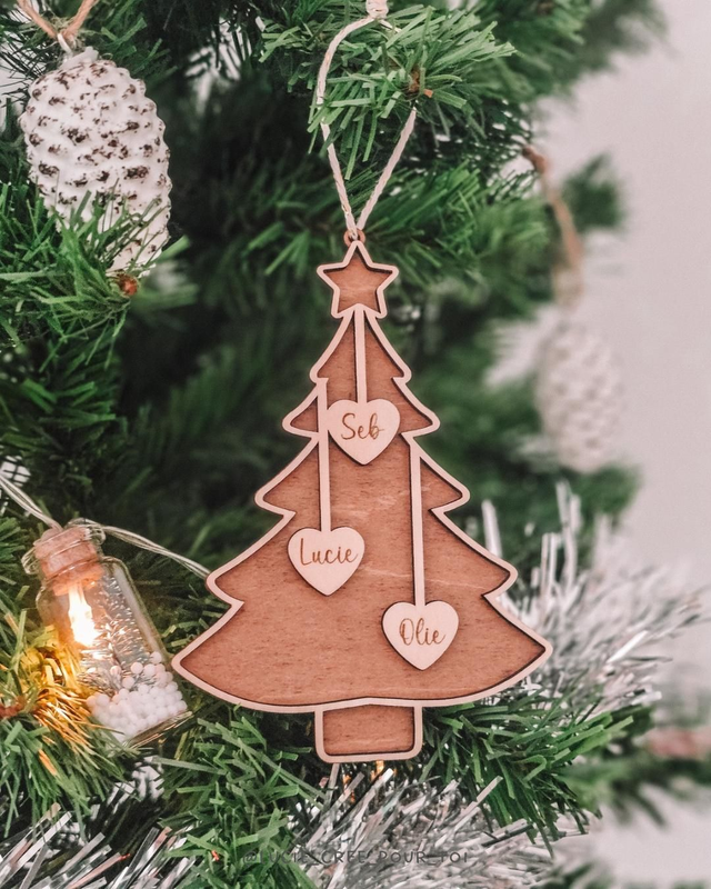 Suspension de Noël personnalisée - sapin famille