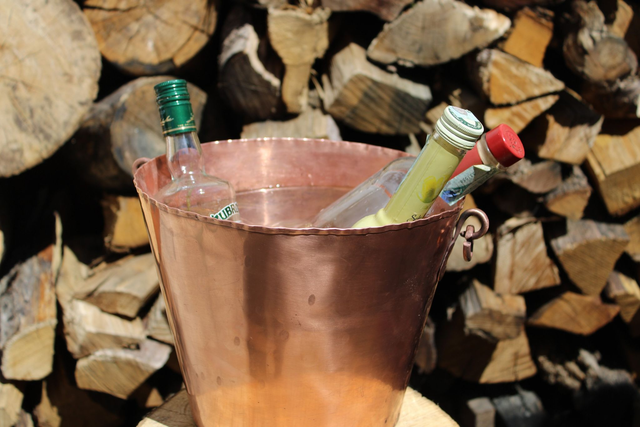Handcrafted Copper Bottle Cooler – Customizable Wine &amp; Beer Chiller - Rustic Copper Ice Bucket