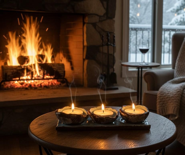 Tea light tray and candles