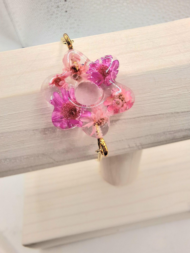 Pink preserved flower bracelet