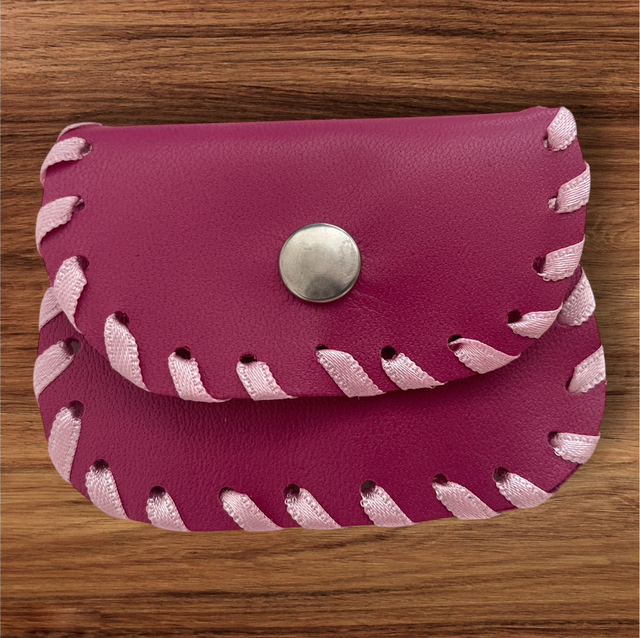 Pochette à chapelet en cuir rose