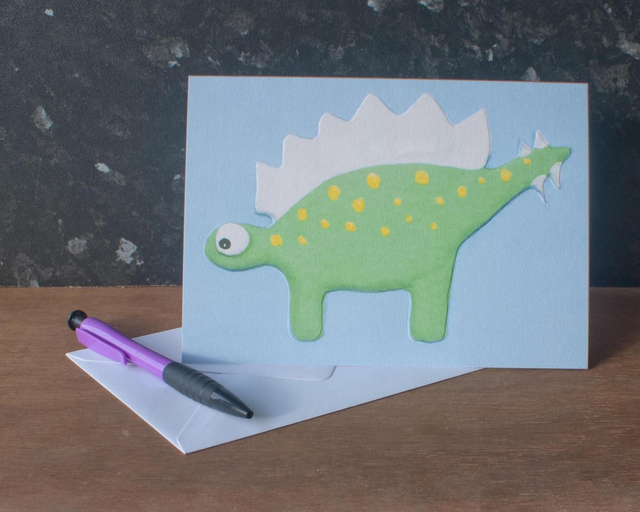 Stegosaurus Dinosaur Greetings Card/Mounted Print (blank inside)