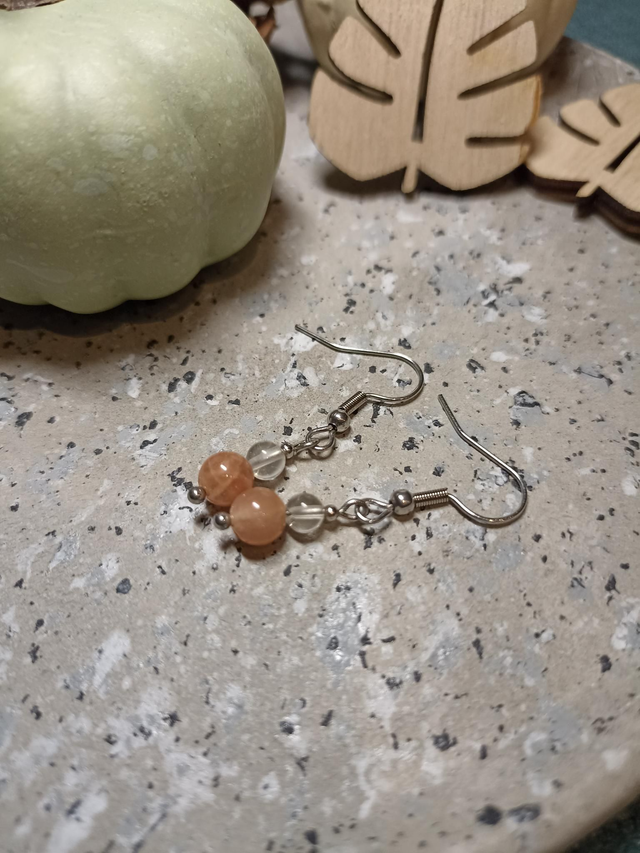 Boucles d'oreilles pierre du soleil & Cristal de roche 