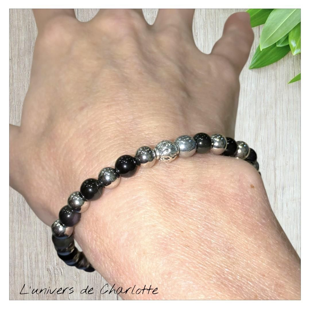 Bracelet "Obsidienne oeil céleste" 6mm BR-120