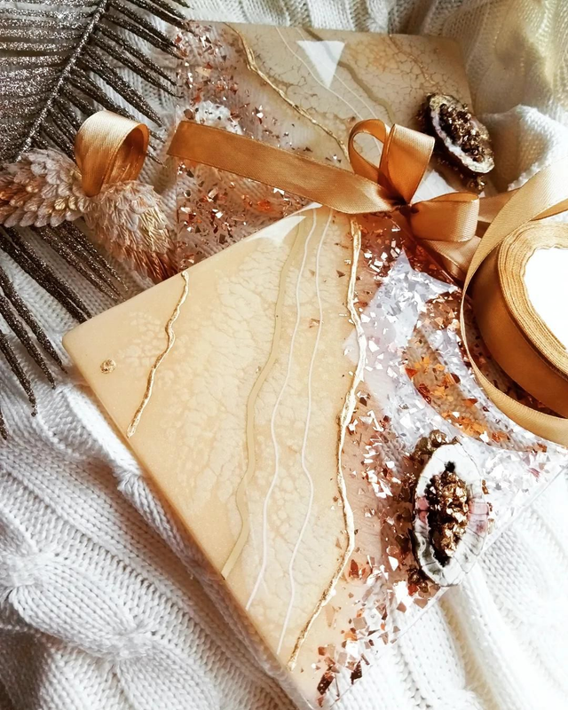 Geode style square coasters, set of 2