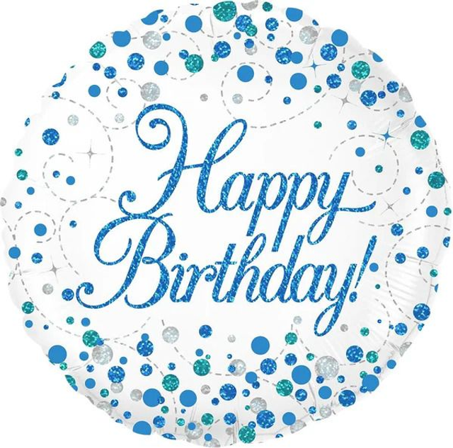 18" SPARKLING FIZZ BIRTHDAY BLUE HOLOGRAPHIC FOIL