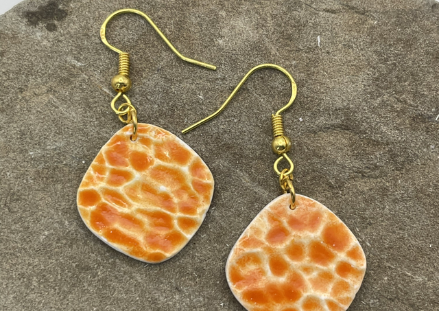 Orange crackle square danglies