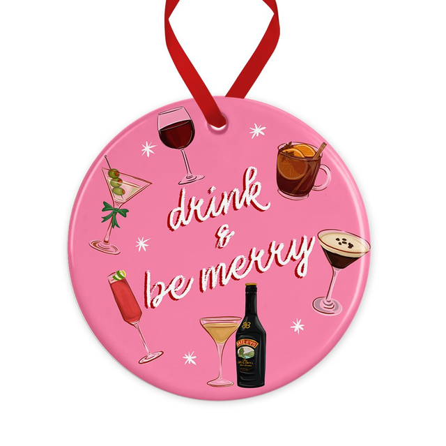 Drink &amp; Be Merry - Ceramic Christmas Decoration
