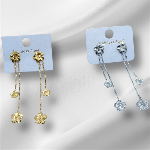 Boucles d’oreilles fleurs pendantes 