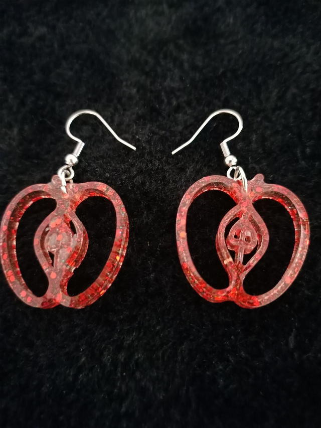 Boucles d'oreilles pomme rouge 