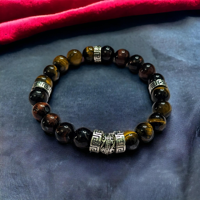 Négativité/Protection des énergies négatives intérieures/Bracelet Œil de taureau et Oeil-de-tigre /8 mm