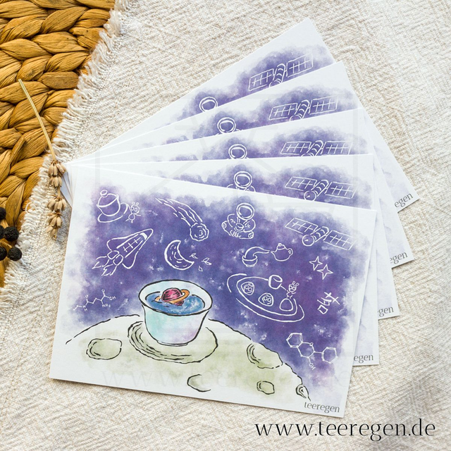 Galaxy - Set of 5 - Tea Culture On Postcards