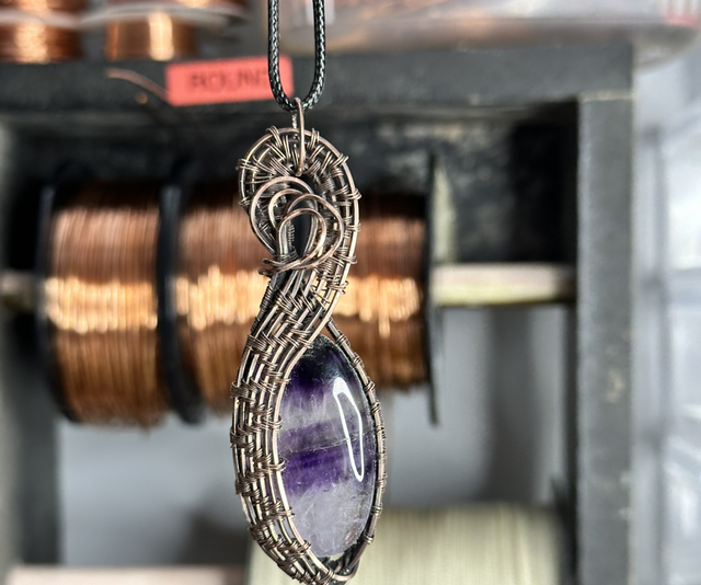 Amethyst pure copper pendant 