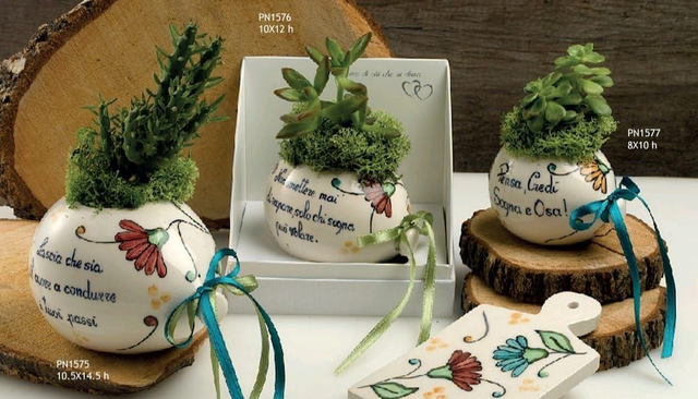 Palloncino in ceramica con piantina vera