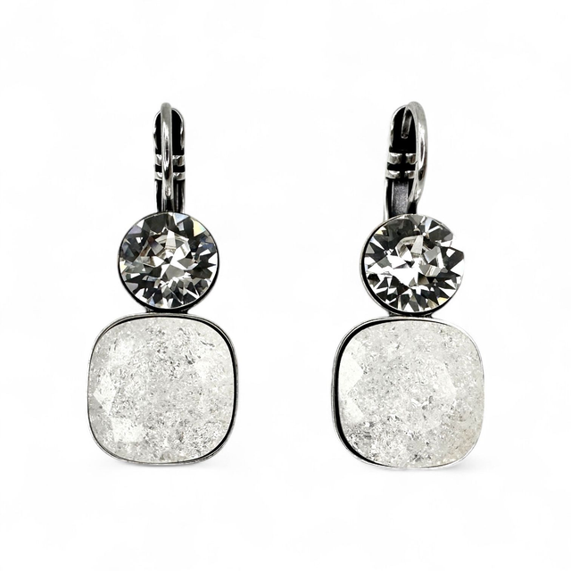 Ohrhänger CUSHION 39 Crystal ICE Weiß