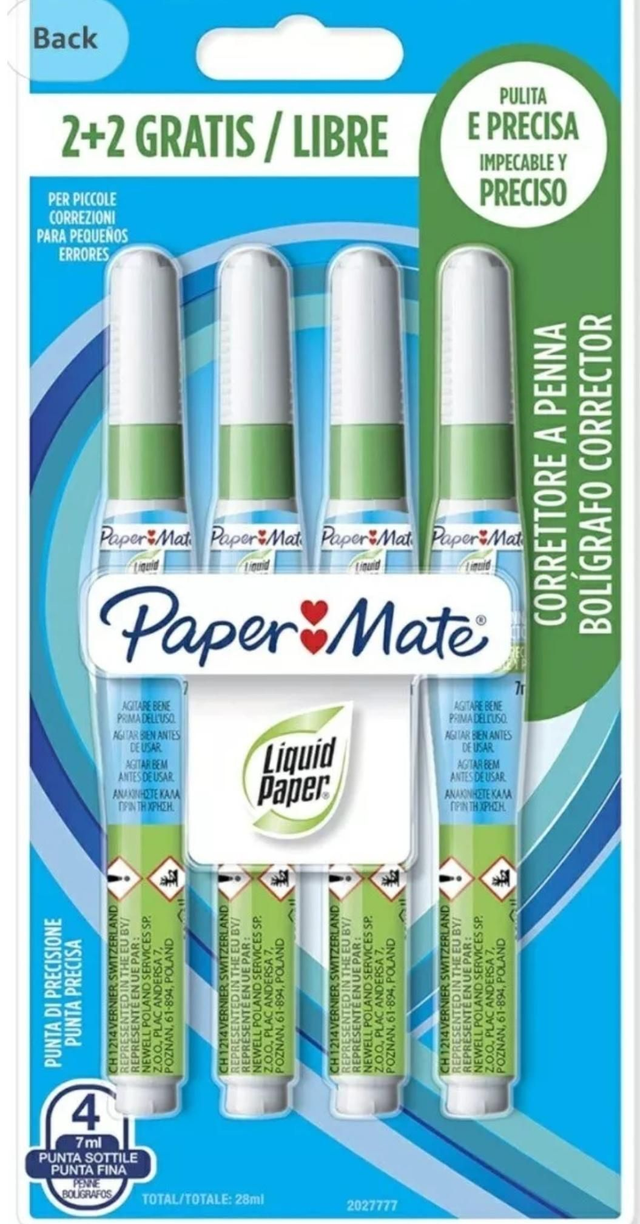 4Pack Paper Mate white Liquid Paper correction pens