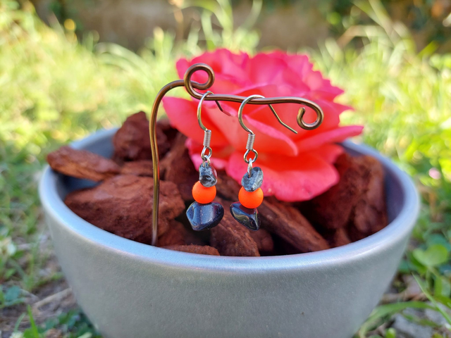 Boucle d'oreille pendante Pierre & Perle