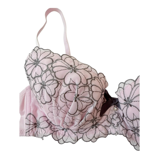 Pink/mauve + grey floral Japanese Bra UK 32B