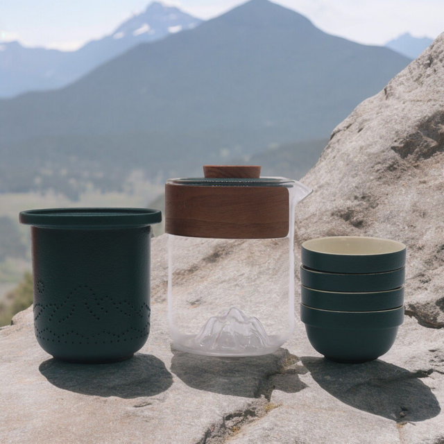 Travel Mountain Teapot Set ,Four Friends, Travel Pack
