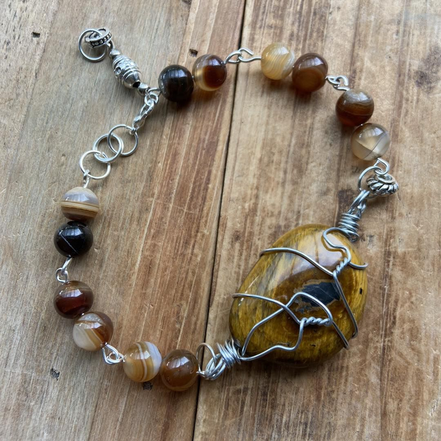 Handmade Series:Tiger’s Eye Wire-Wrapped Bracelet