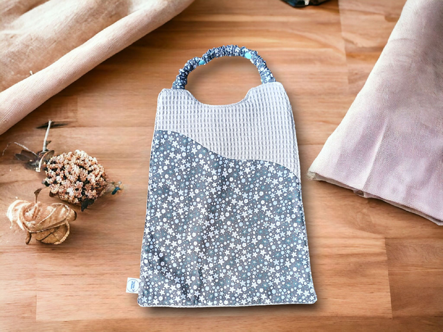 Serviette de cantine ajustable bi- matière motif Fleurs