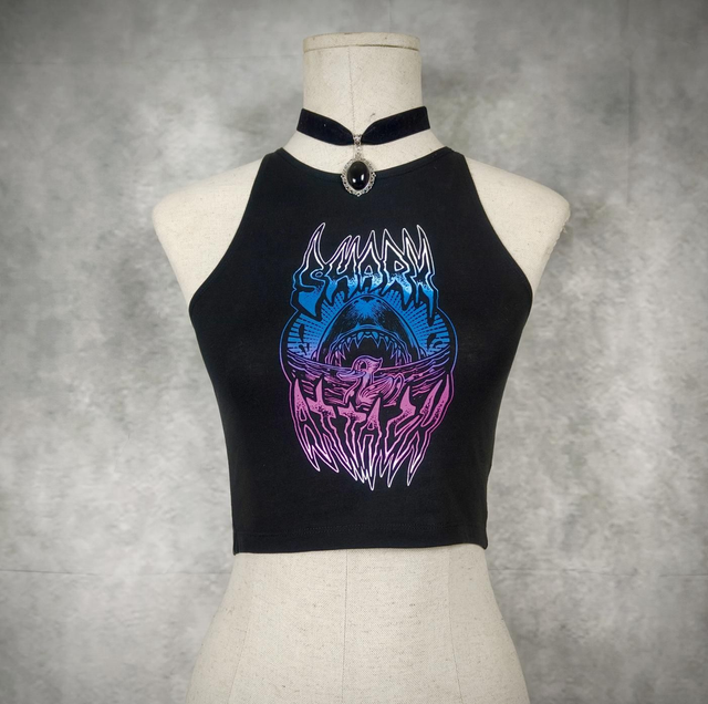 T-Shirt Cropped &quot;Sharkattack! Acid Pink&quot;