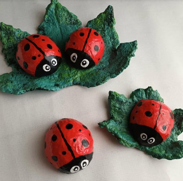COCCINELLES en papier mâché, fait main, décoration ou cadeau unique